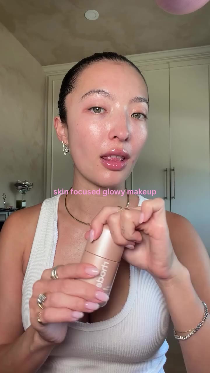Skin focused glowy scandi girl makeup 🫧🦢 @rhode glow milk @rarebeauty brow…