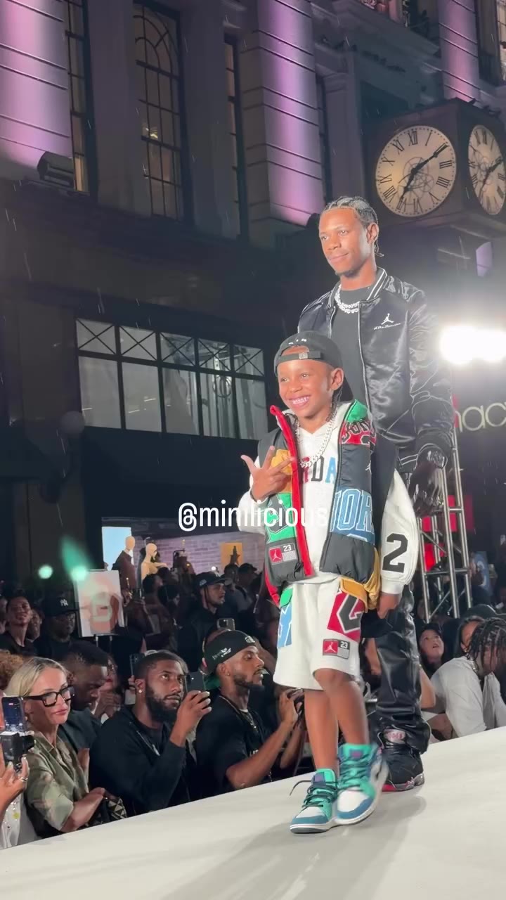 A Boogie wit da Hoodie with his kids at the Rookie Kids Runway on Broadway…