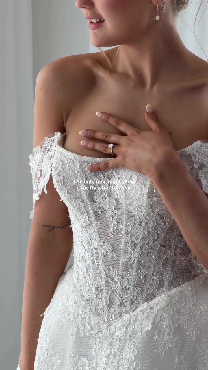 Moments before leaving the bridal suite, wearing the Bridget gown 🤍 Gown…