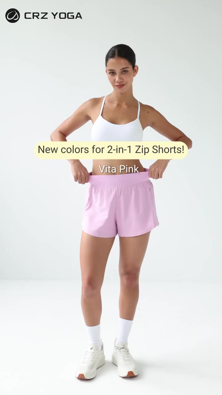 New colors, same effortless comfort in 2-in-1 Zip Shorts 💙💗 Bottom：RS209…