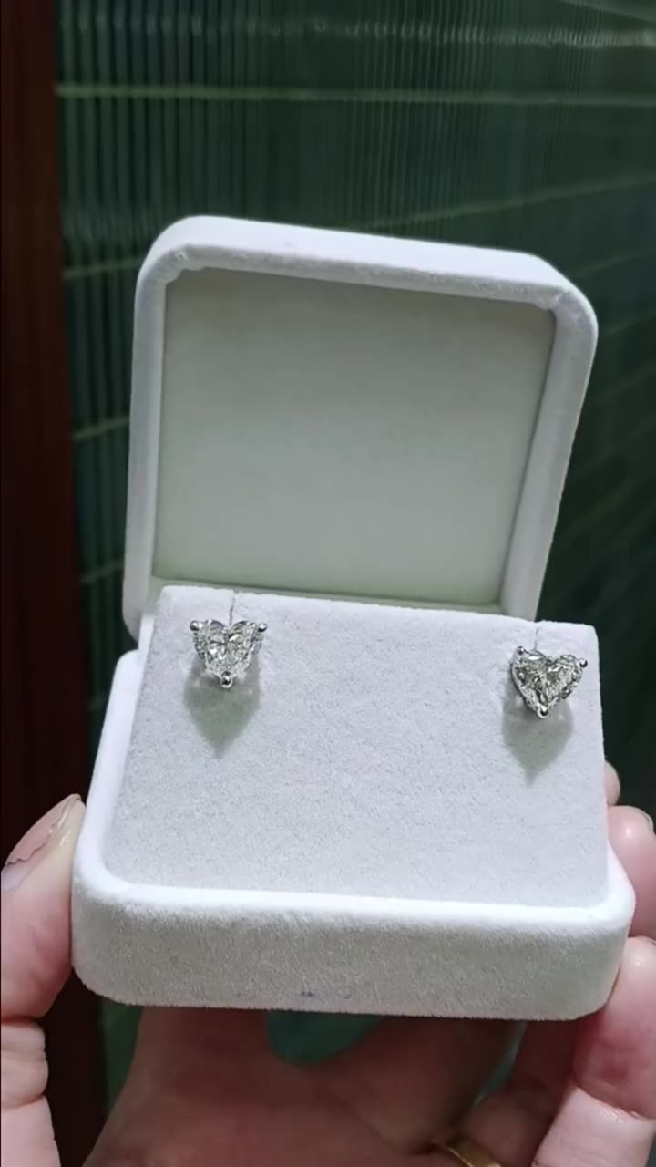 Heart-shaped stud earrings 2 carat each | color I SI clarity| IGI certified |…