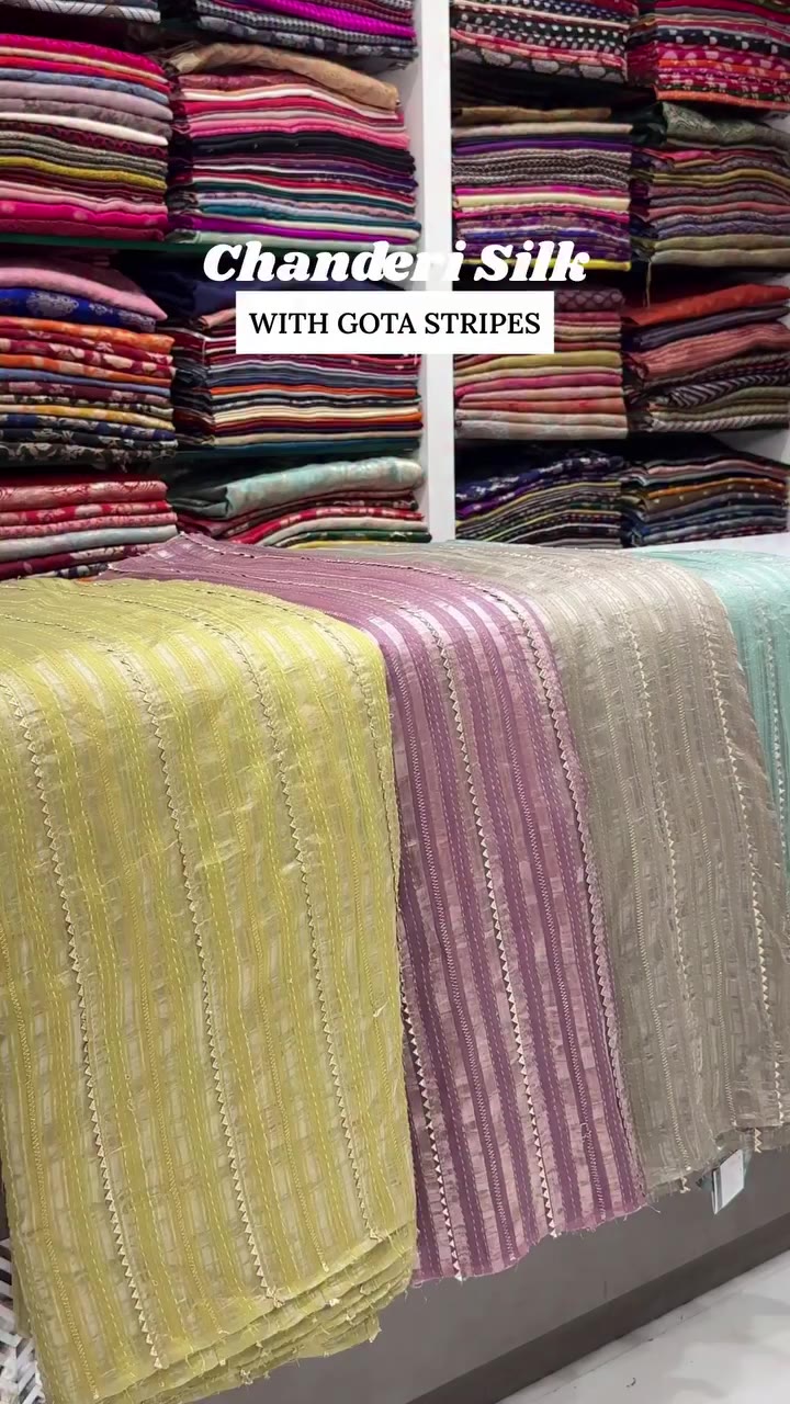 Some fabrics just feel right for the festive season 🌻 Chanderi Silk with Gota…