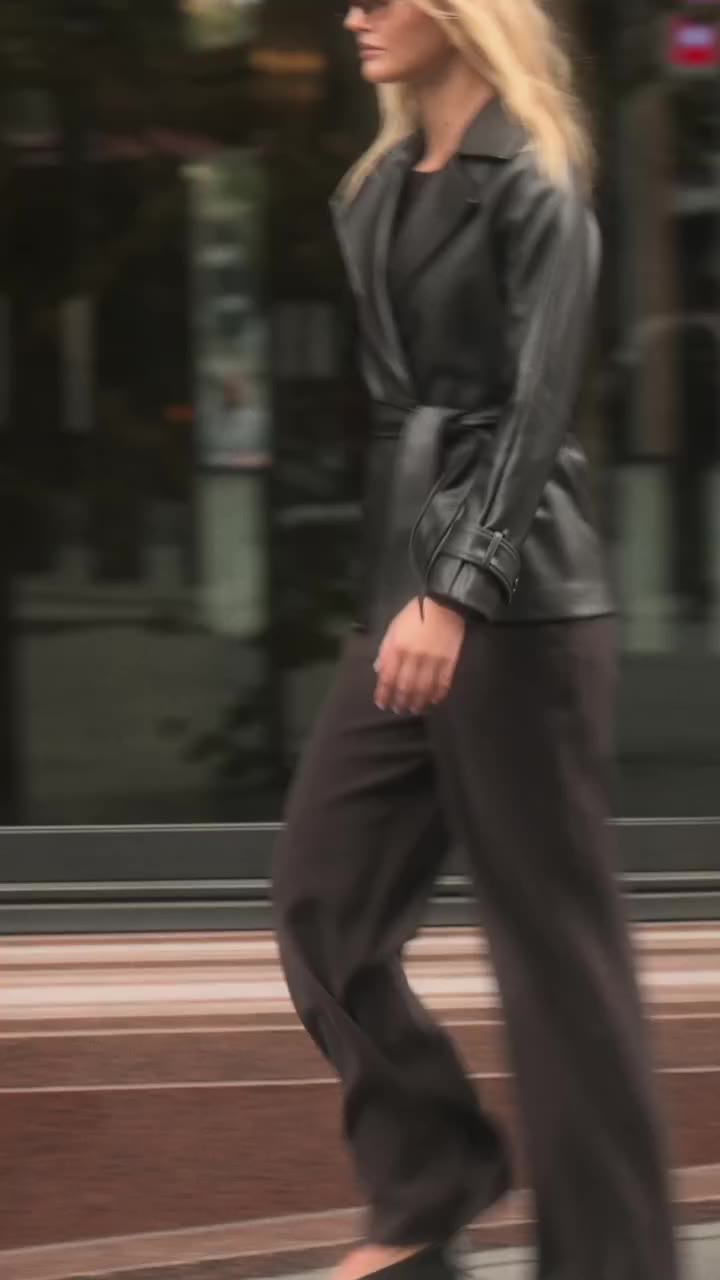 City dressing, with an edge. Faux leather layers and a silhouette made for…