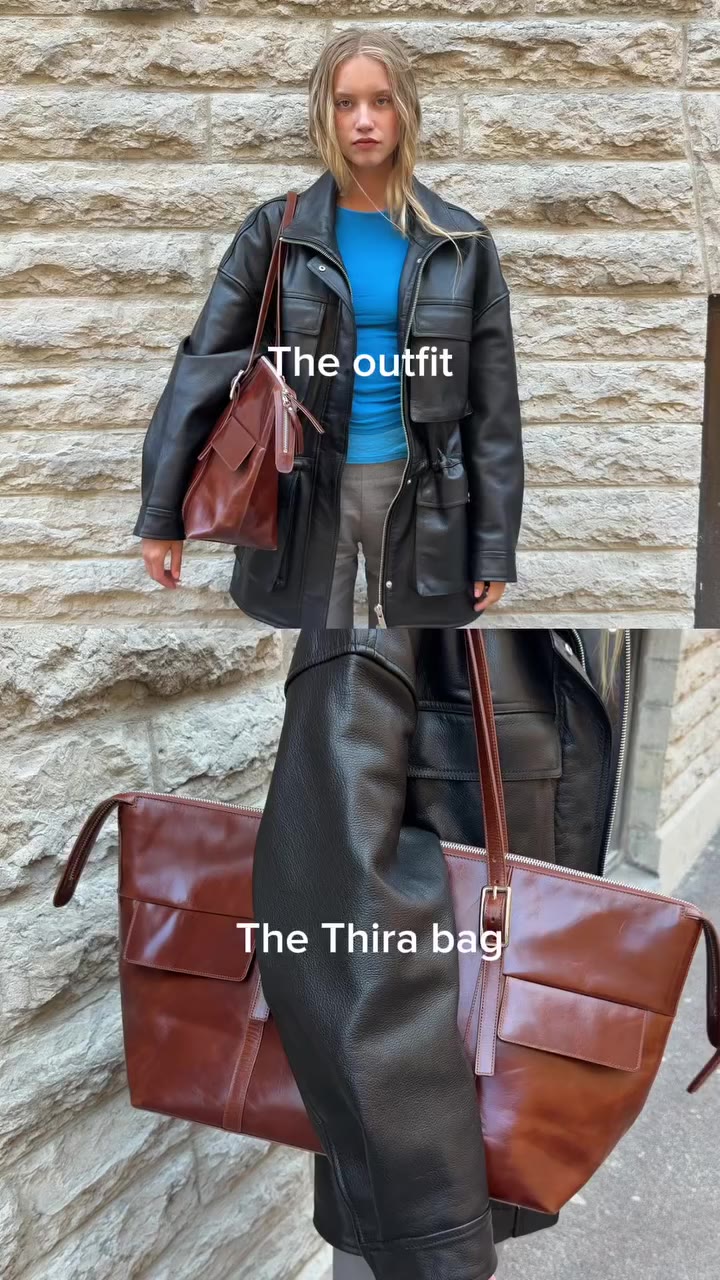 Currently obsessed with our Utility Leather Jacket and Thira Bag…
