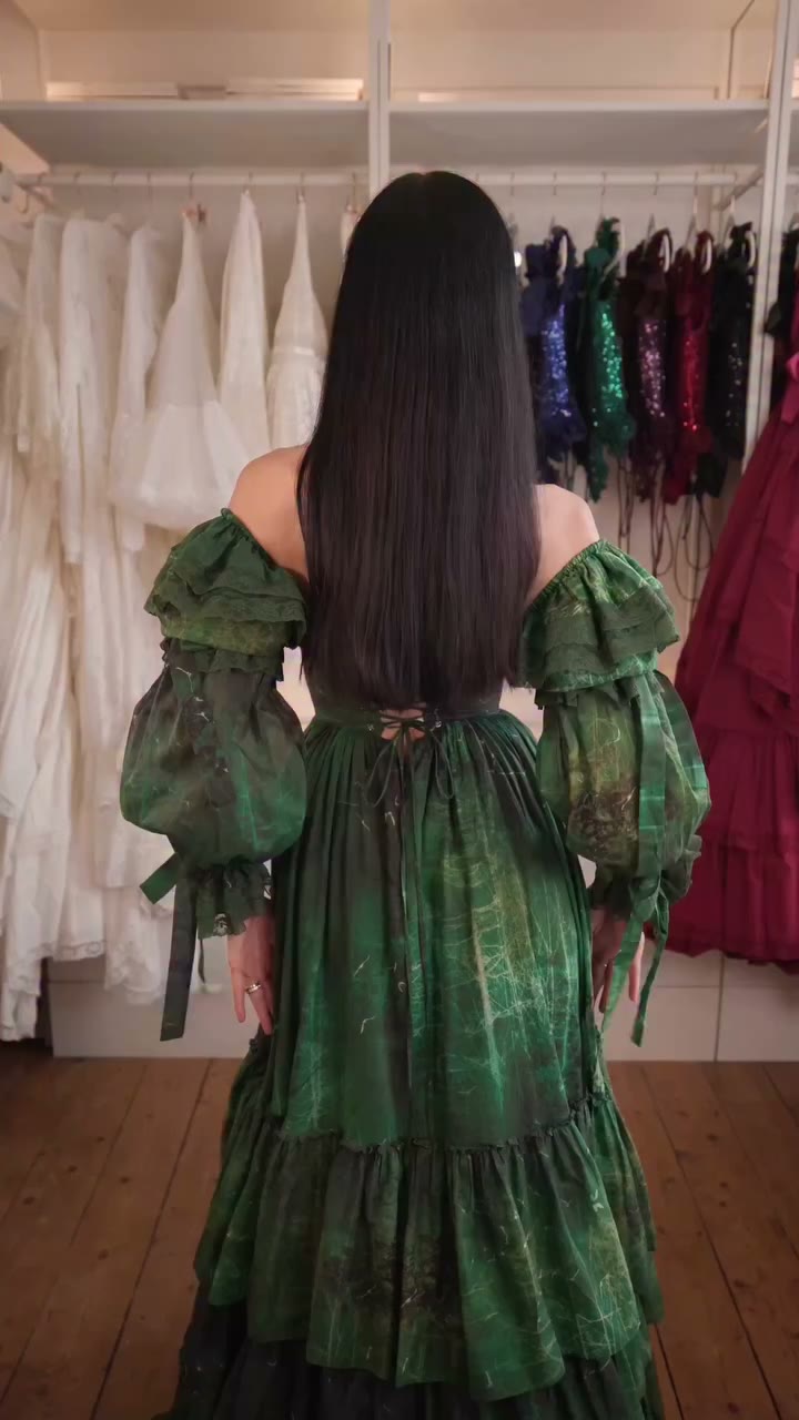 THIS or THAT? 💚🧚 She’s having a bit of a moment… The Green Spell Vesper Gown…