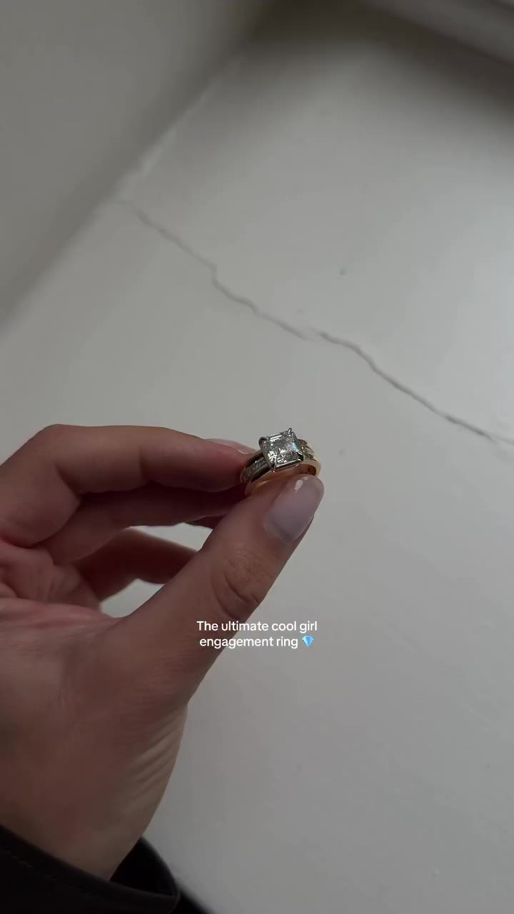 A mega asscher cut diamond ring for a bespoke client. Set in our signature…