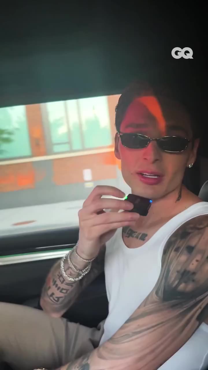 The best way to ride to a fashion show: in an Escalade, with @PesoPluma…