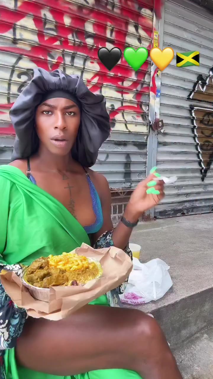 Has a real Jamaican sitting on the corner, eating my Jamaican rice and peas…