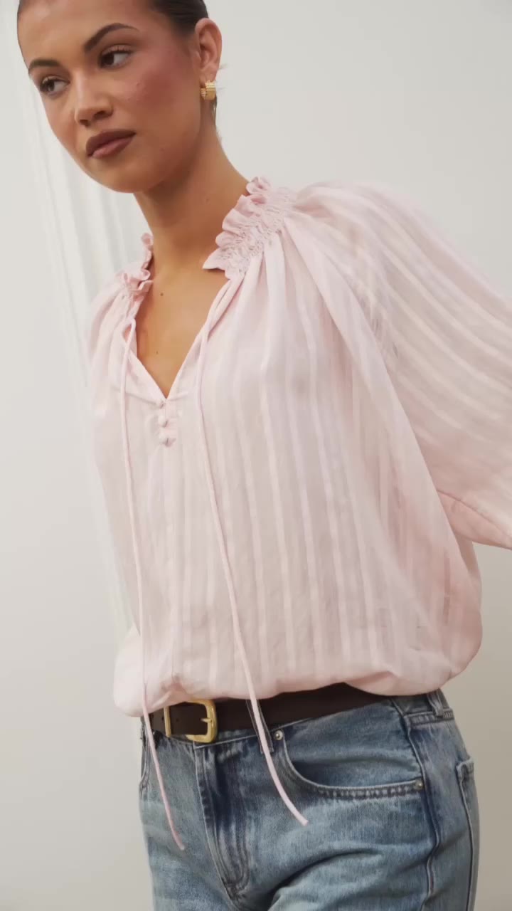 The blush top just walked in and we are not okay. Expedition Blush Self Stripe…