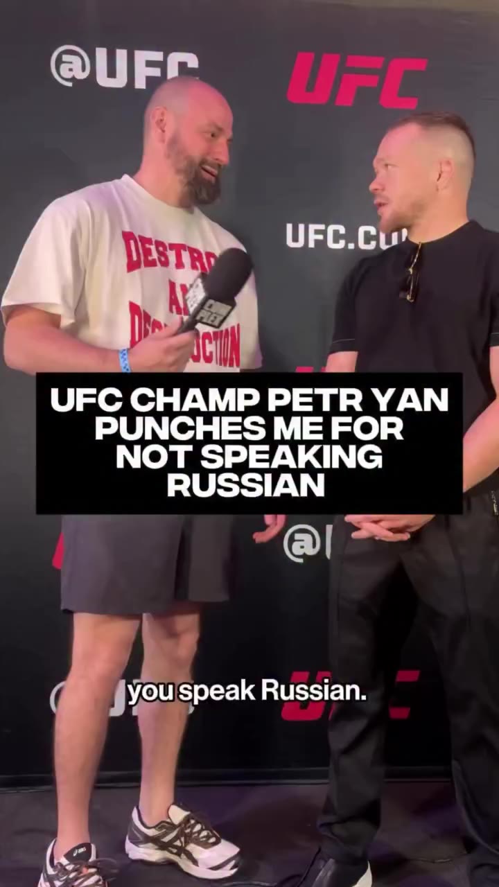 Before the interview with @petr_yan, UFC’s Russian translator told him, “he’s…