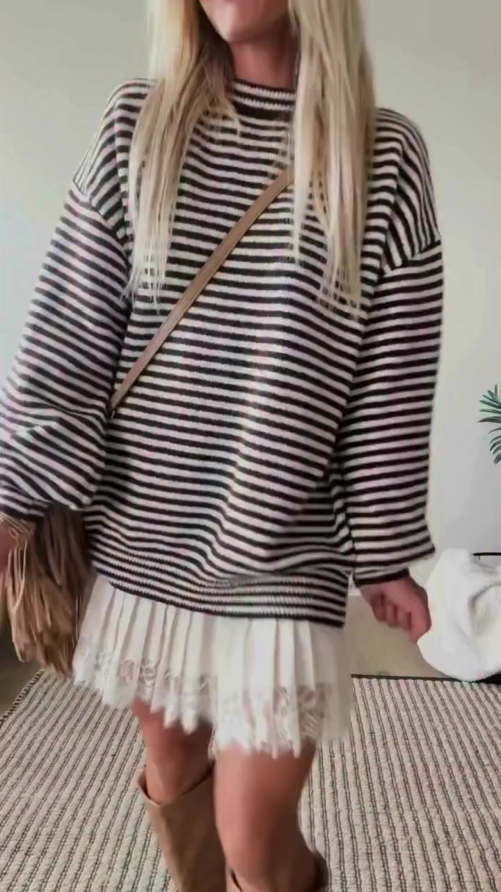 This Amazon striped balloon-sleeve sweater is SO good, and the satin lace…