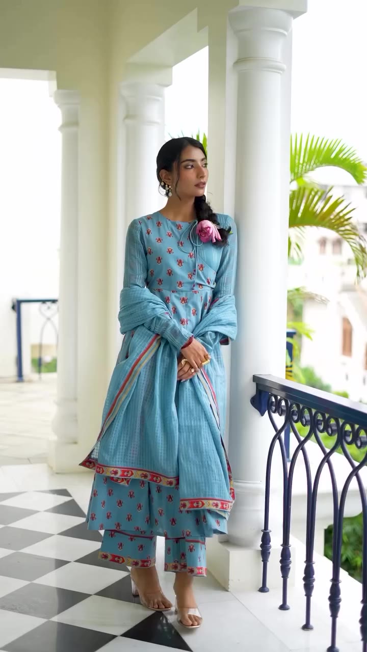 @jaipriyaaa_ in our Heritage Blue Mridul Anarkali set, looking absolutely…