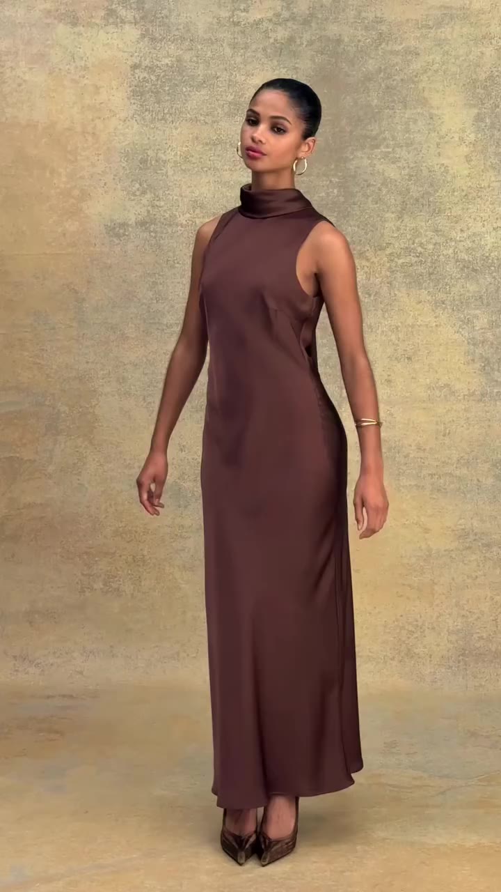 The dress that ties it all together.⁠ Shop the Lorelei Tie Neck Satin Dress.⁠