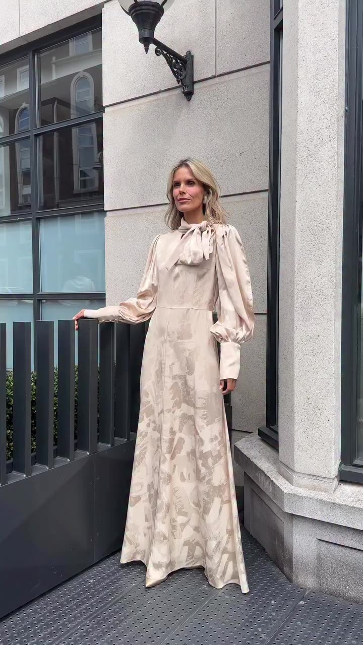 Our beautiful dress from the new A/W Collection made in satin Jacquard. Book…