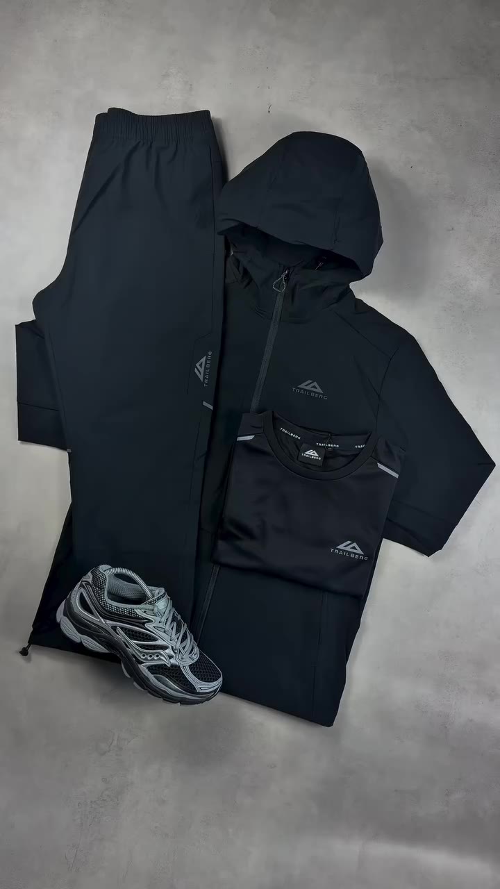 ❄️ WINTER ESSENTIALS. Trailberg Velocity Black Tracksuit paired with the Black…