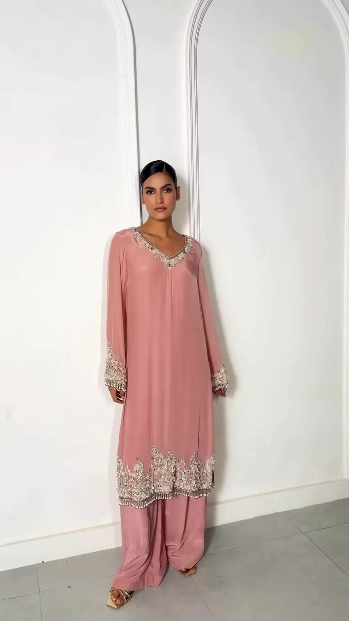 The Saya Kurta Set. Fluid tailoring, delicate botanical embroidery, and…
