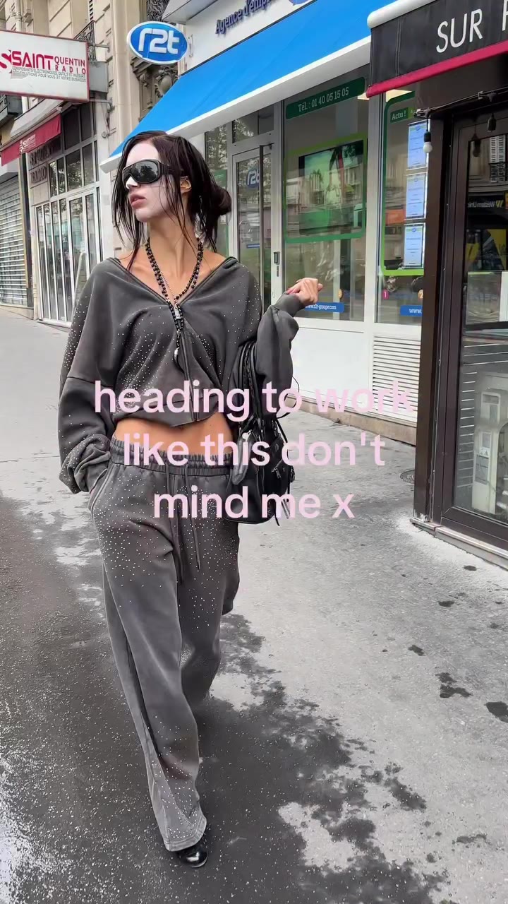 Heading to work in my Gleam tracky 🖤