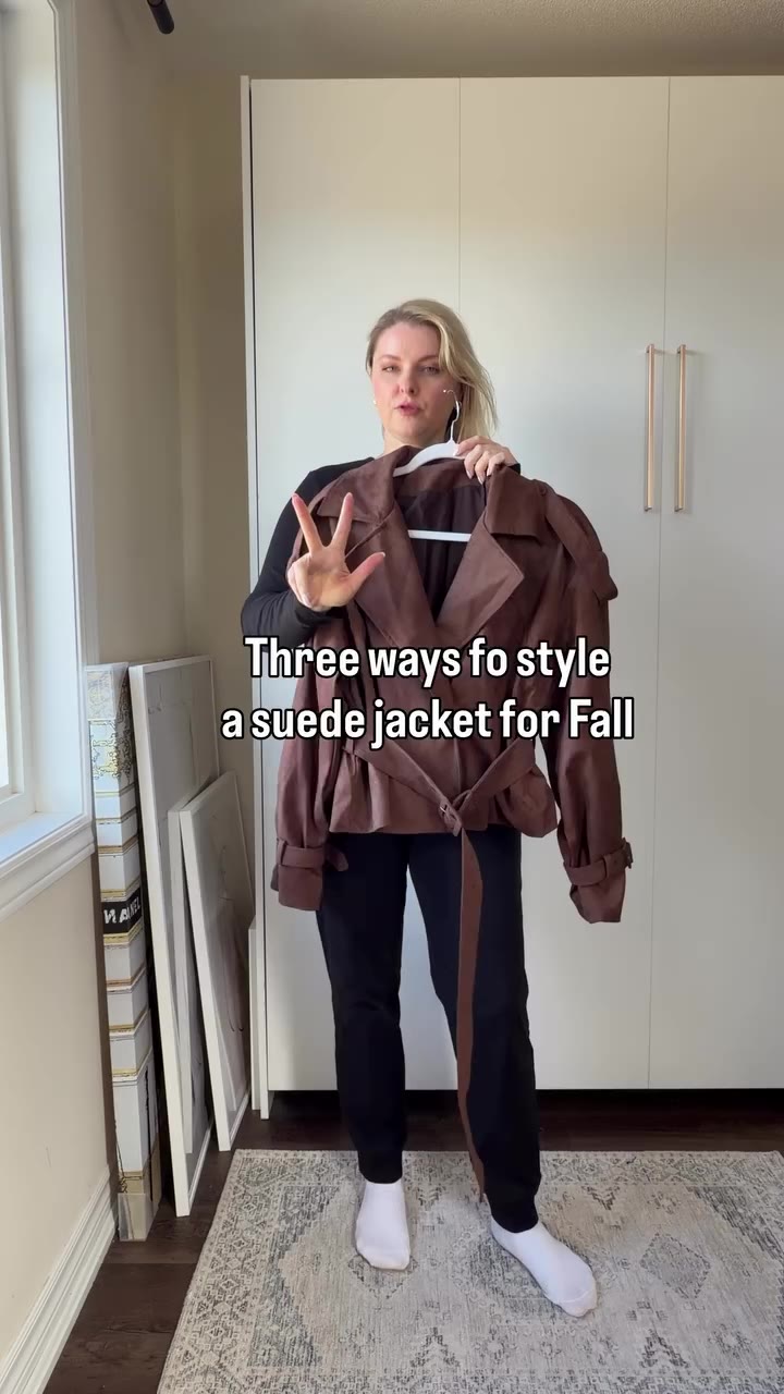 Three ways to style a suede jacket for Fall 🍂🤎 Suede jacket (511338810); Red…