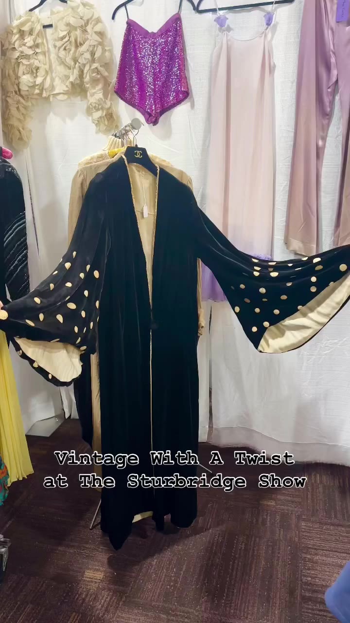 Stunning 1920s velvet opera cape with hand-painted sleeves and silk lining 💫…