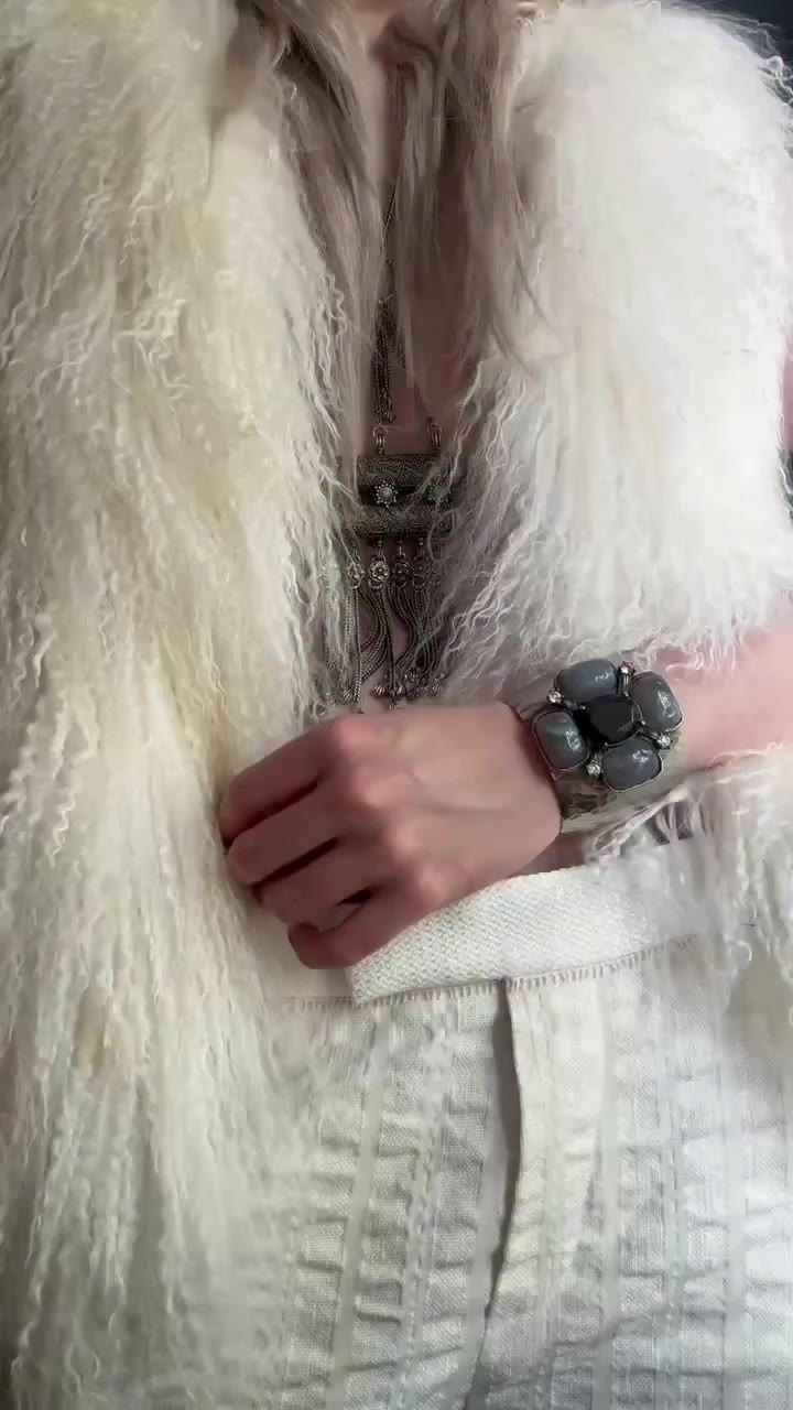 @jadore.mooscow Snow Fur Vest Saint Laurent by Hedi Slimane Necklace Guidi…