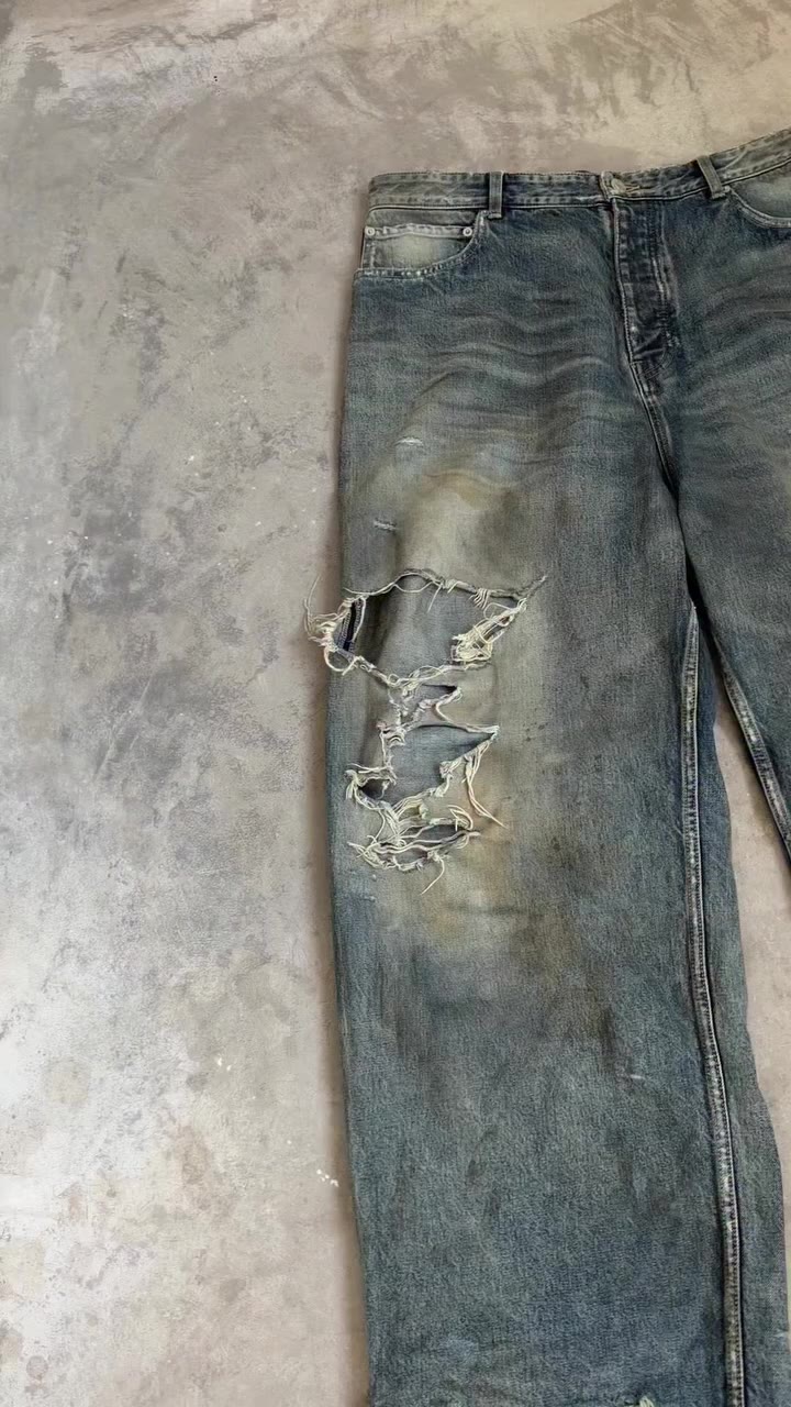 2,000 Balenciaga oil-spilled denim. 🛢️⛽️ Destroyed finish, oil-slick details…