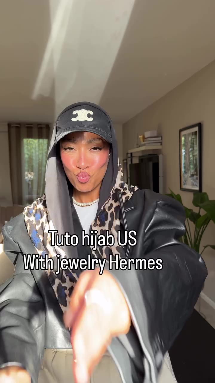 Hijab tuto US with jewelry Hermes Foulard @silkofsiam Bijoux @hermes