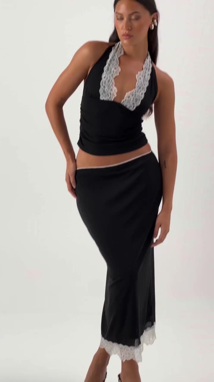 Lusting over lace / Harlow Top + Skirt / Black Chalk
