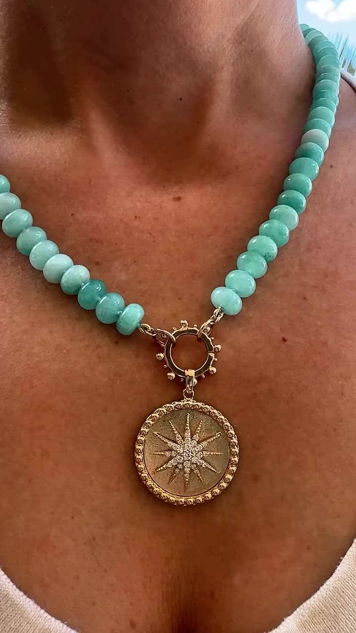 The Bohème Amazonite Dew Drop Marine Necklace ✨ Luminous amazonite beads meet…