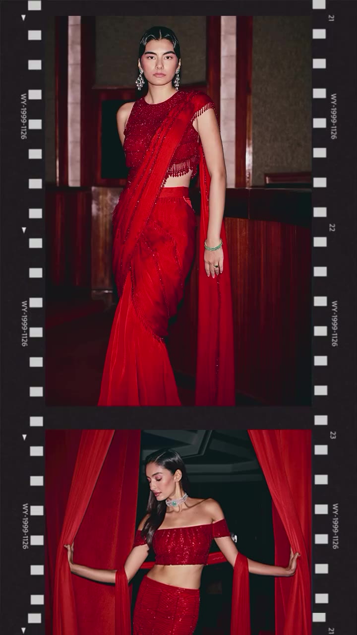 Red, with a modern edge. Contemporary silhouettes, statement details and…