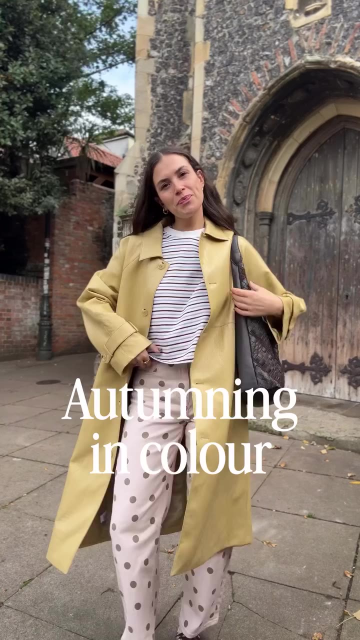 Autumning in colour 💚🍂 Polka dots, stripes, pony print and a green trench. I…