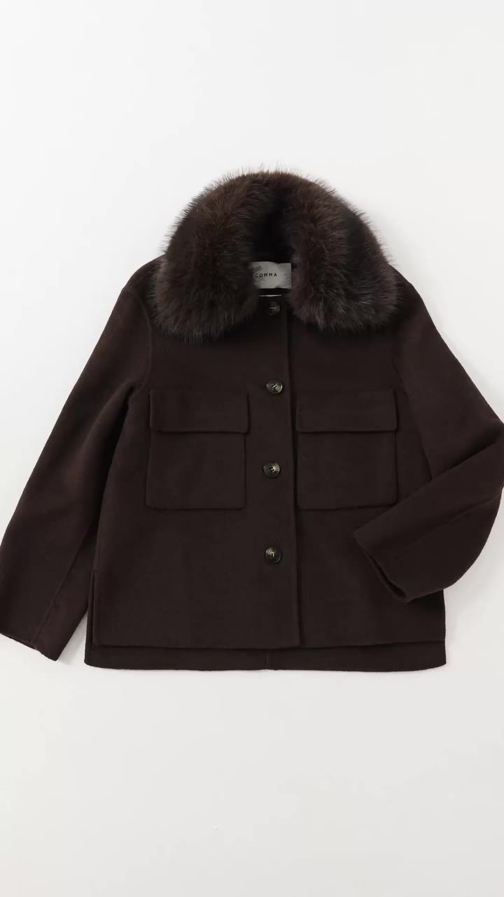 A new layer of texture. The faux-fur collar transforms wool jackets, bombers…