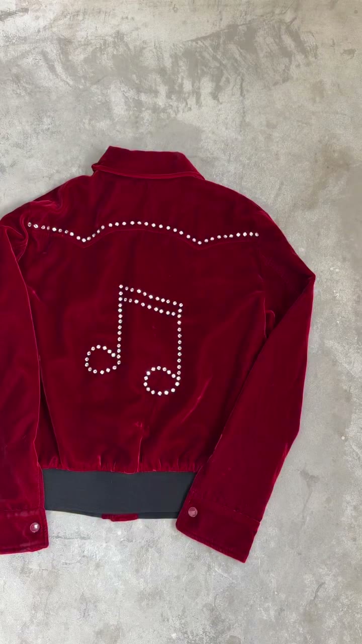 $1,500 Saint Laurent crystal velvet music-note jacket from Hedi Slimane’s…
