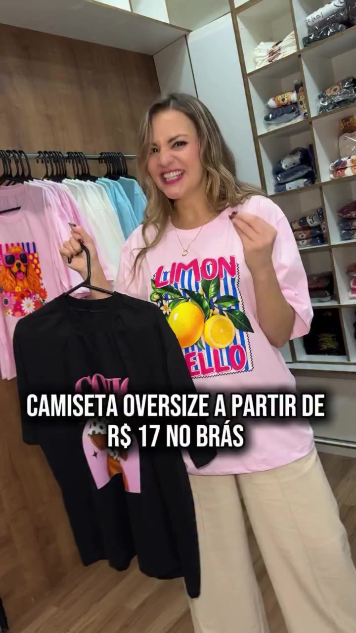 A OVERSIZED MAIS BARATA QUE ENCONTREI NO BRÁS: R$17! 🔥 Camiseta oversized em…