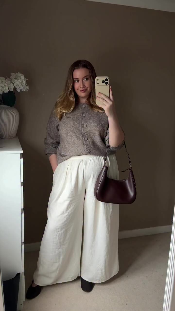 Nothing beats Knitwear Season 🤎 Cardigan @liveunlimitedlondon Wide Leg Linen…