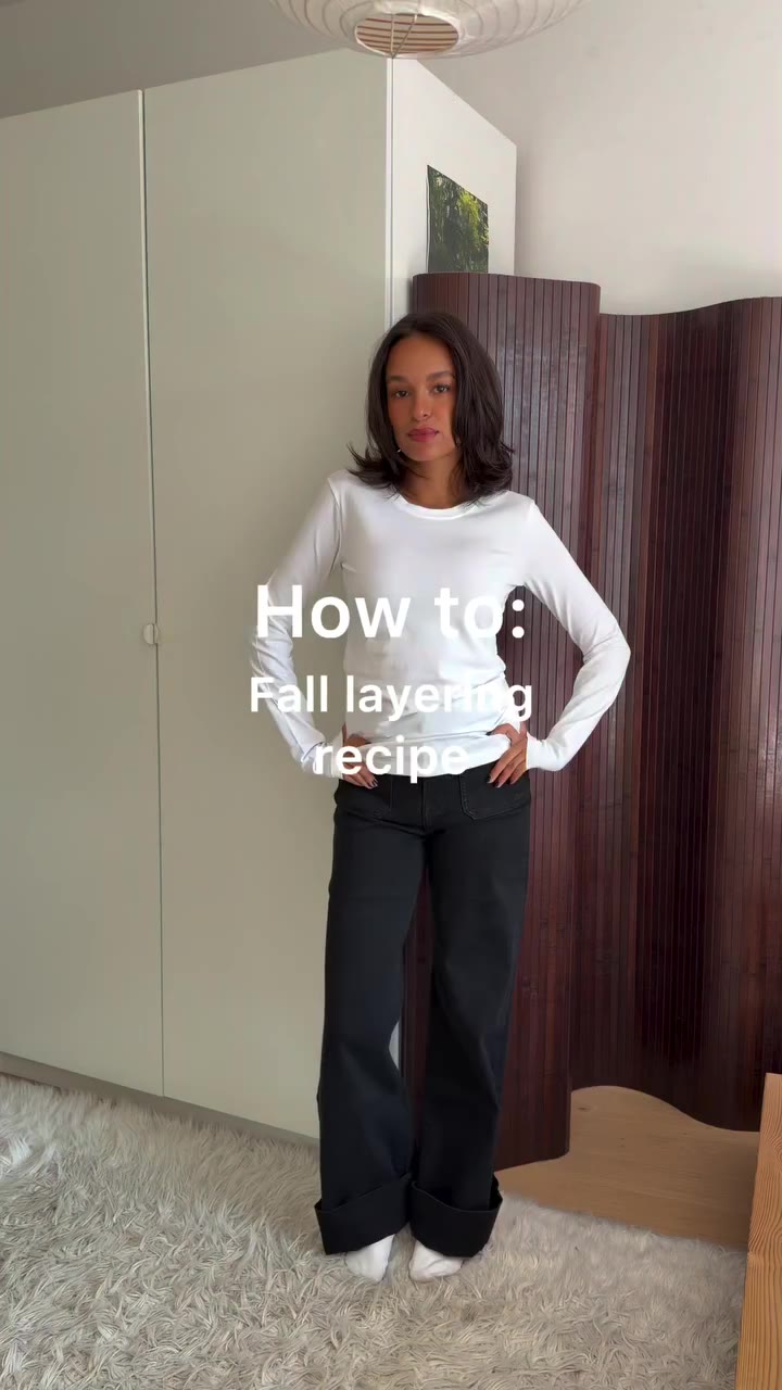 Fall dressing, layer by layer @anikaworahnik Wide leg jeans 2261060 Knit…