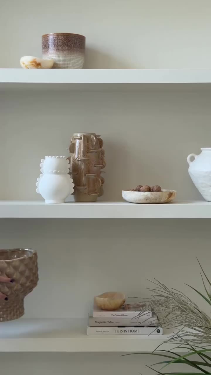 Playing with texture, shape and colour. A shelf refresh for to suit any mood.