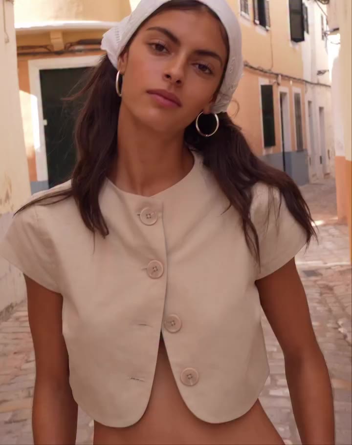 Menorca files. Shop the Cropped Button Front Blouse (AU Coming soon)