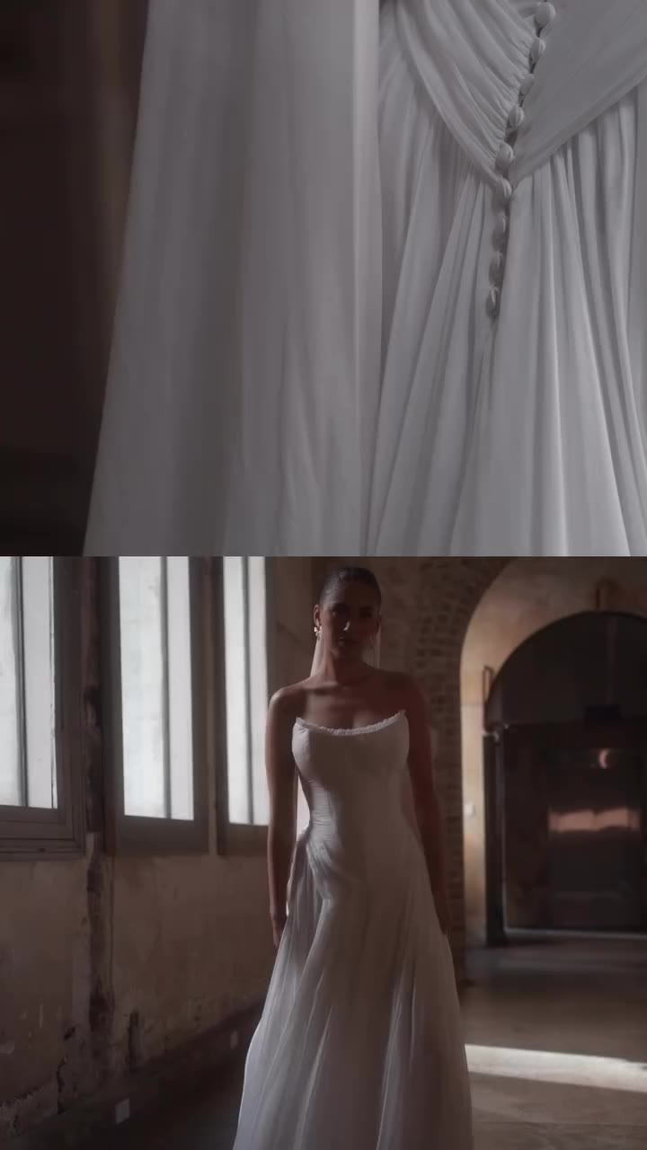 The Coda. Raw silk, hand-ruffled chiffon and signature MH corsetry, sculpted…