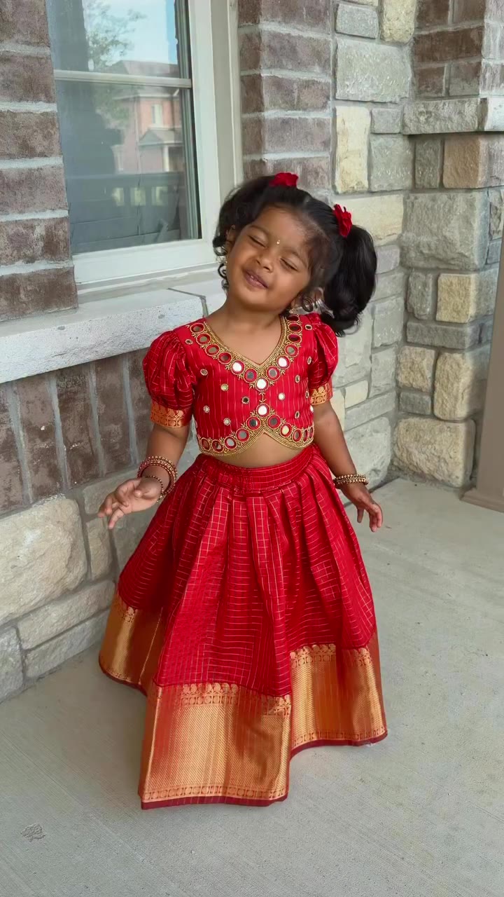 born to be a princess ❤️ how cuuuteee is this red pavadai sattai 🫶🏾 I hope…
