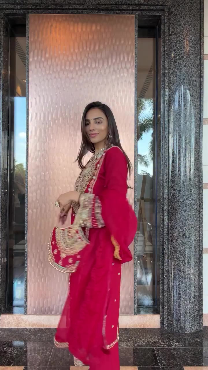 @payalia in the Prana - Deep Red Kurta Set. Festive dressing, softened into…