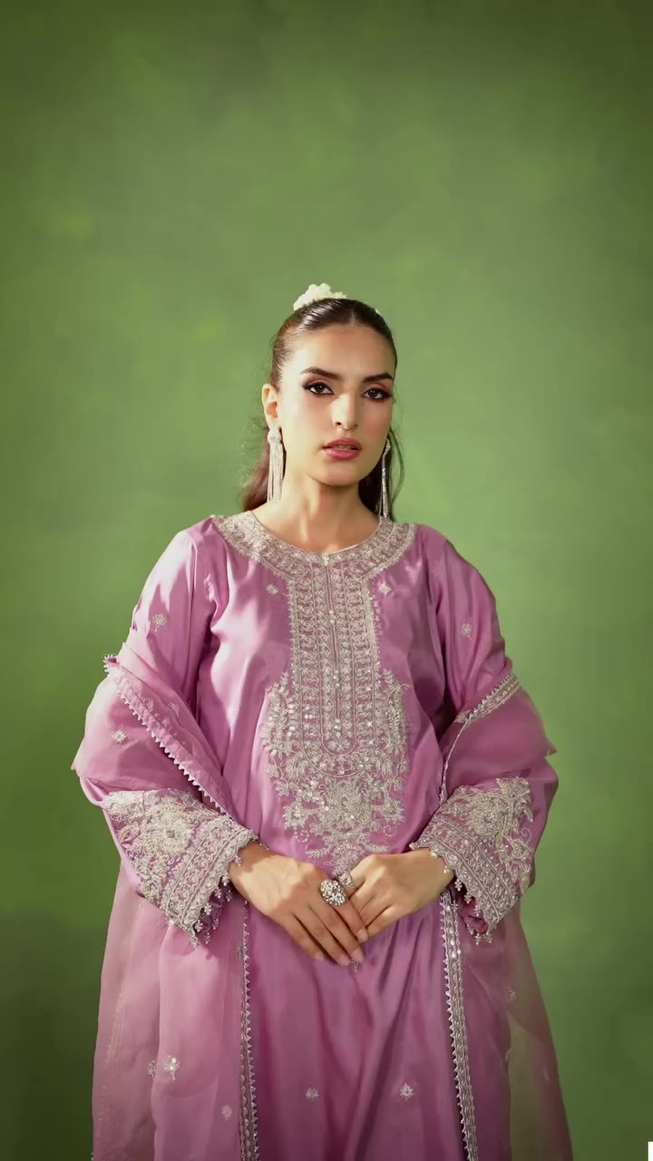 Dusty Rose – Embroidered 3-Piece Festive Suit #binakrams