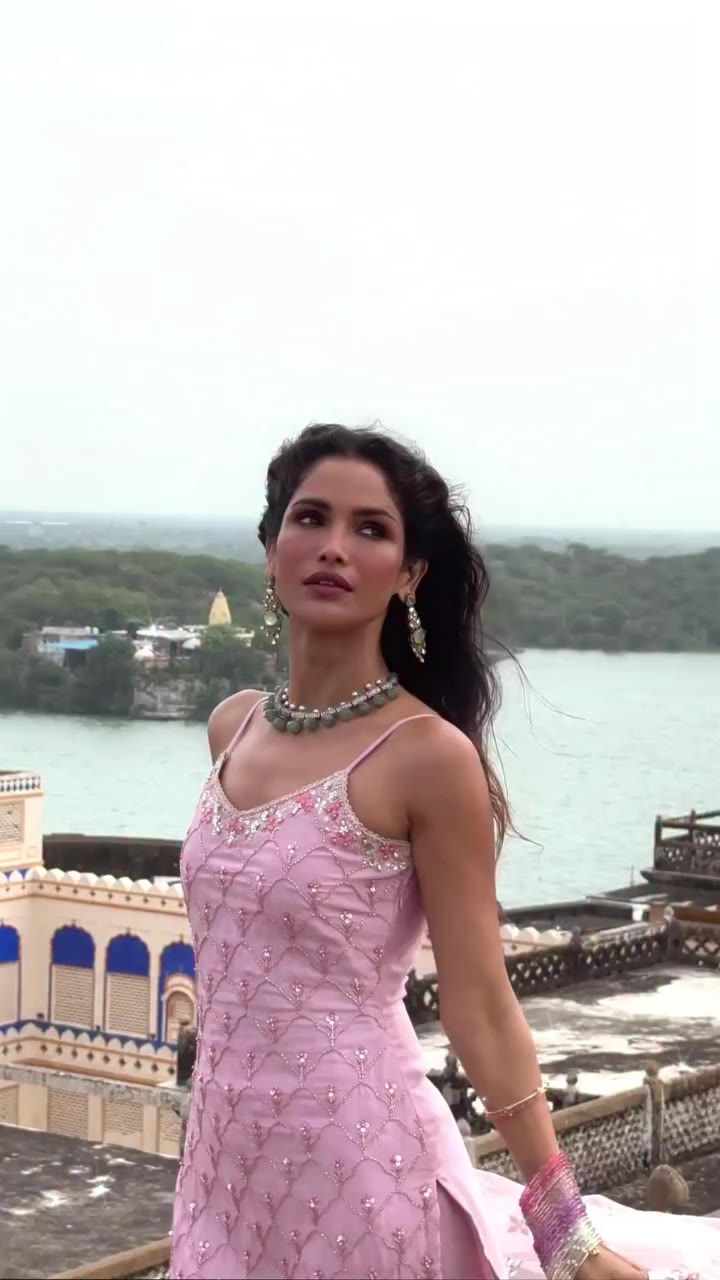 Just a girl living her desi fairytale in our Blush Pink Embroidered Viscose…