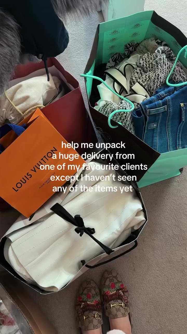 Unboxing a huge client delivery of preloved designer bags, clothes, and…