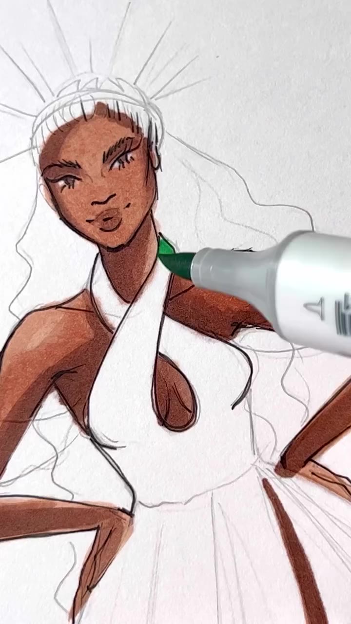 Virgo season finale, sketched with Copic Markers 💙💚 #Virgo #asmr…