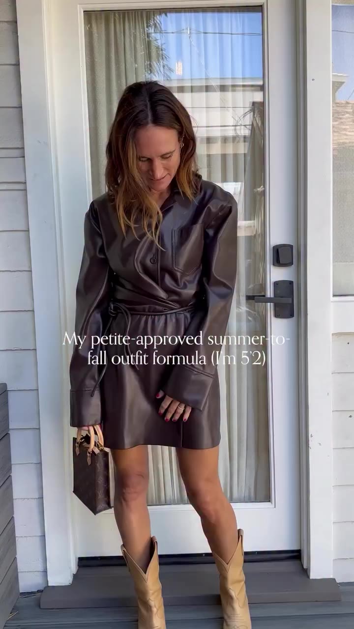 One of my easiest petite-approved summer-to-fall outfit formulas: a dress +…