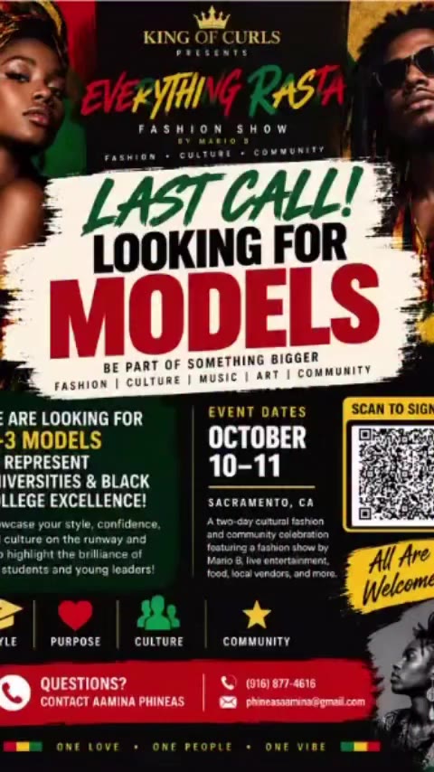 Models please sign up on Q code send comp cards
