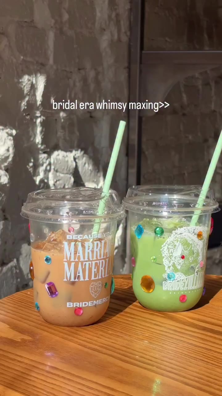 Adding a little whimsy to your bridal era💖 #gems #coffee #matcha #bridal