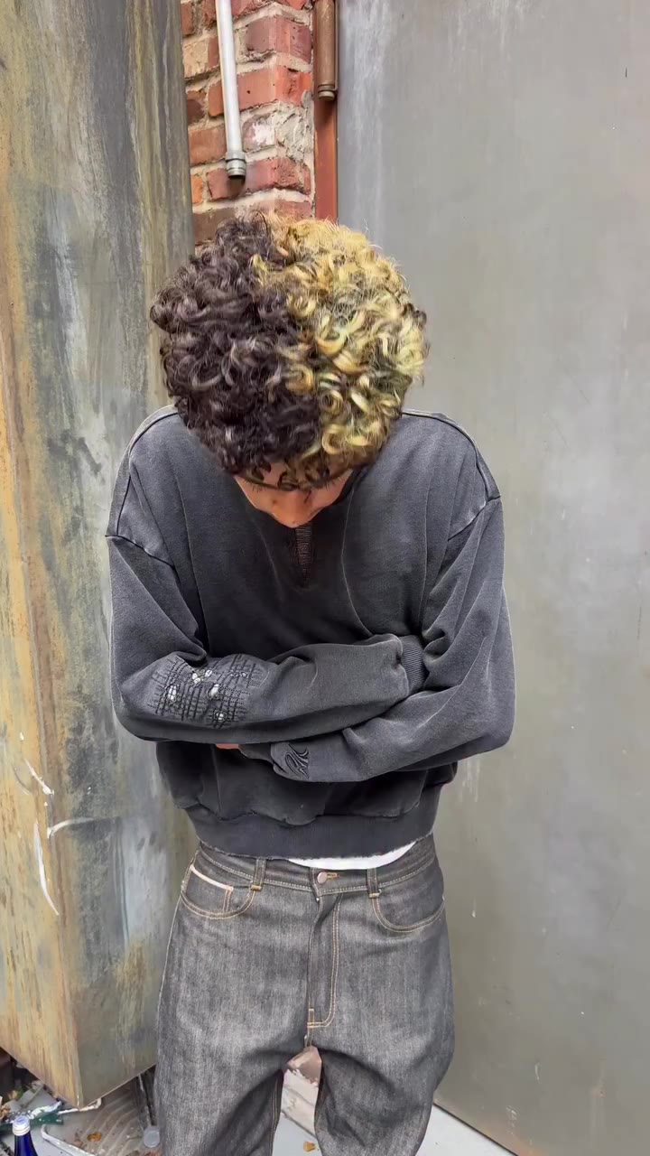 On Body Look of the Repaired Washed Black Crewneck Available October 3rd at…