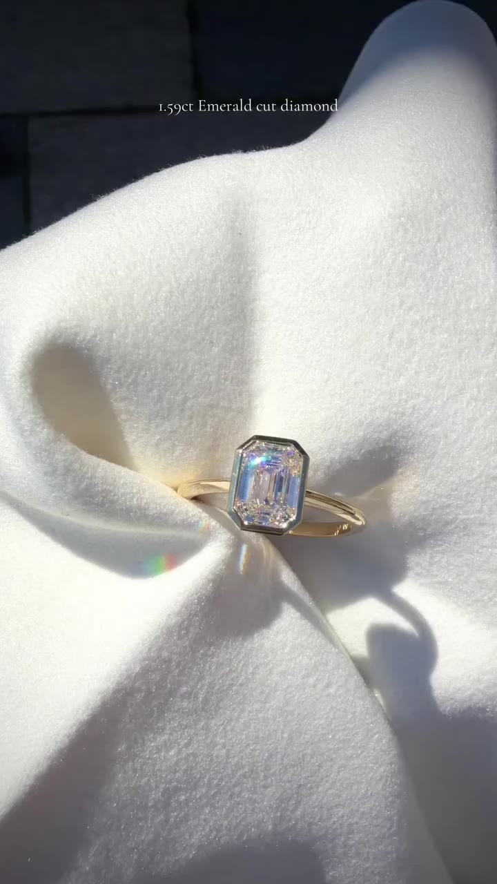 Ready to wear 💫 A beautiful bezel set 1.59ct Emerald Cut diamond set in 18ct…