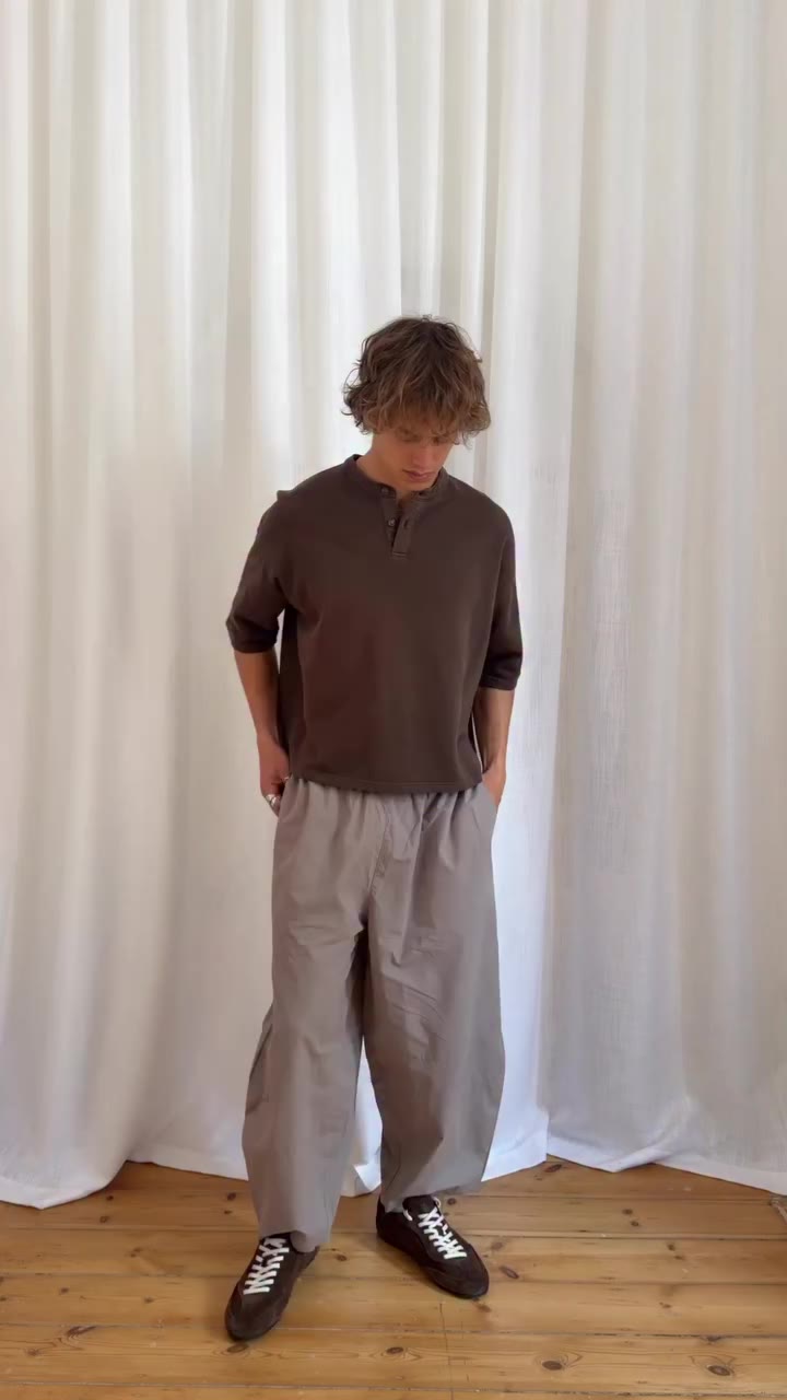 tuesday attire. the fleece crop henley tee. the julius baggy pant.